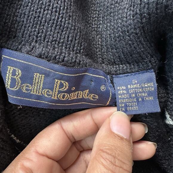 VTG 90s Bellepointe Holiday Sweater Vest Small Christmas Knit Cardigan Stars Top - Picture 7 of 10